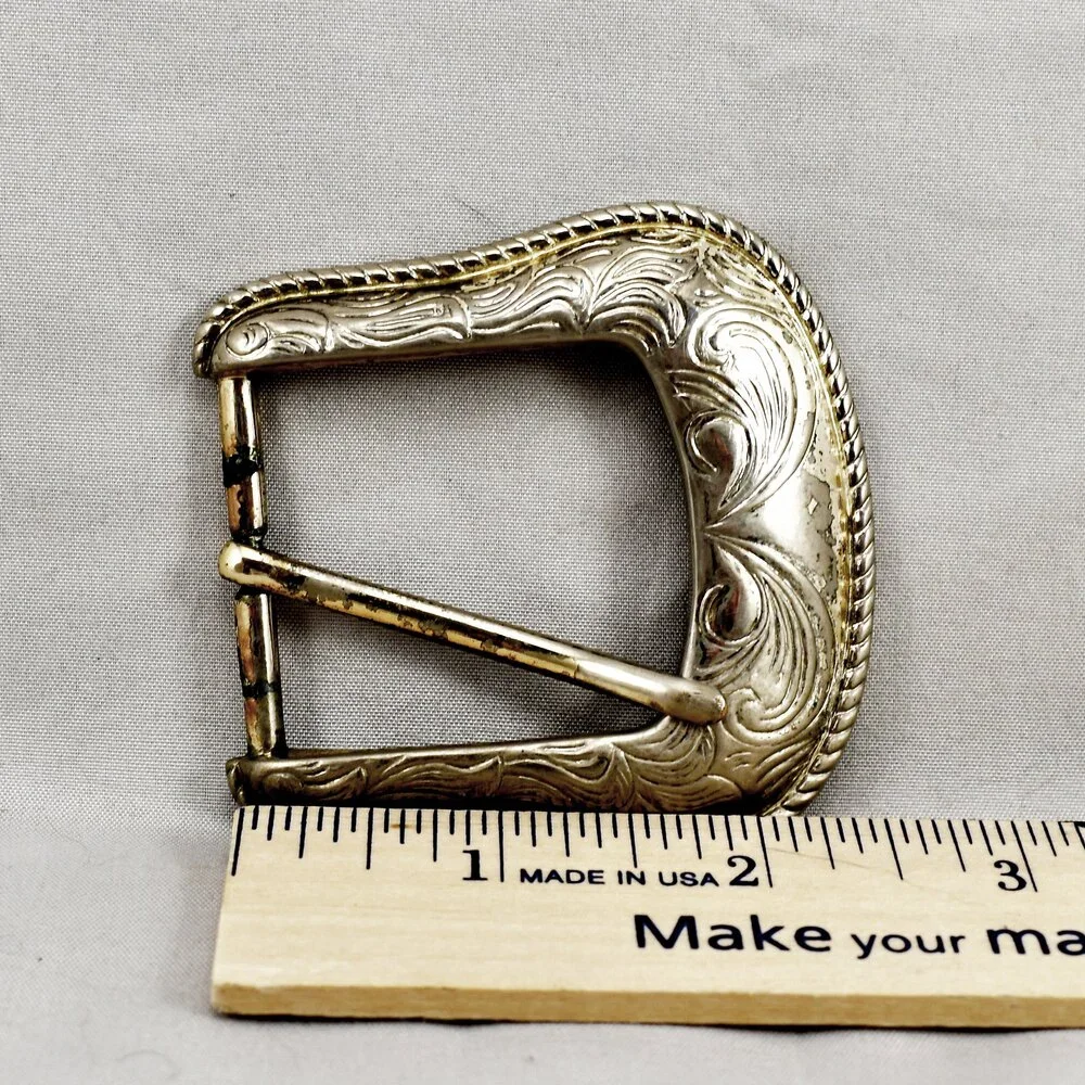 Vintage Belt Buckle Pin Buckle Western Filigree‎ Engraved Etched Gift